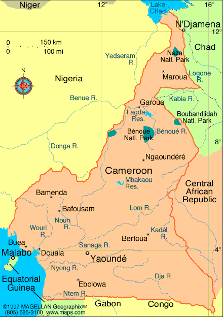 kamerun diplomatisch karte